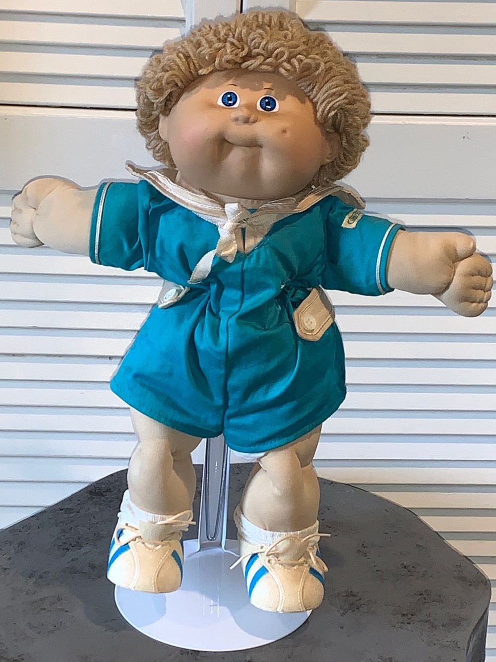 Vintage 1985 Cabbage Patch Kids Doll Boy Sailor Outfit Blue Eyes Tan Hair Coleco